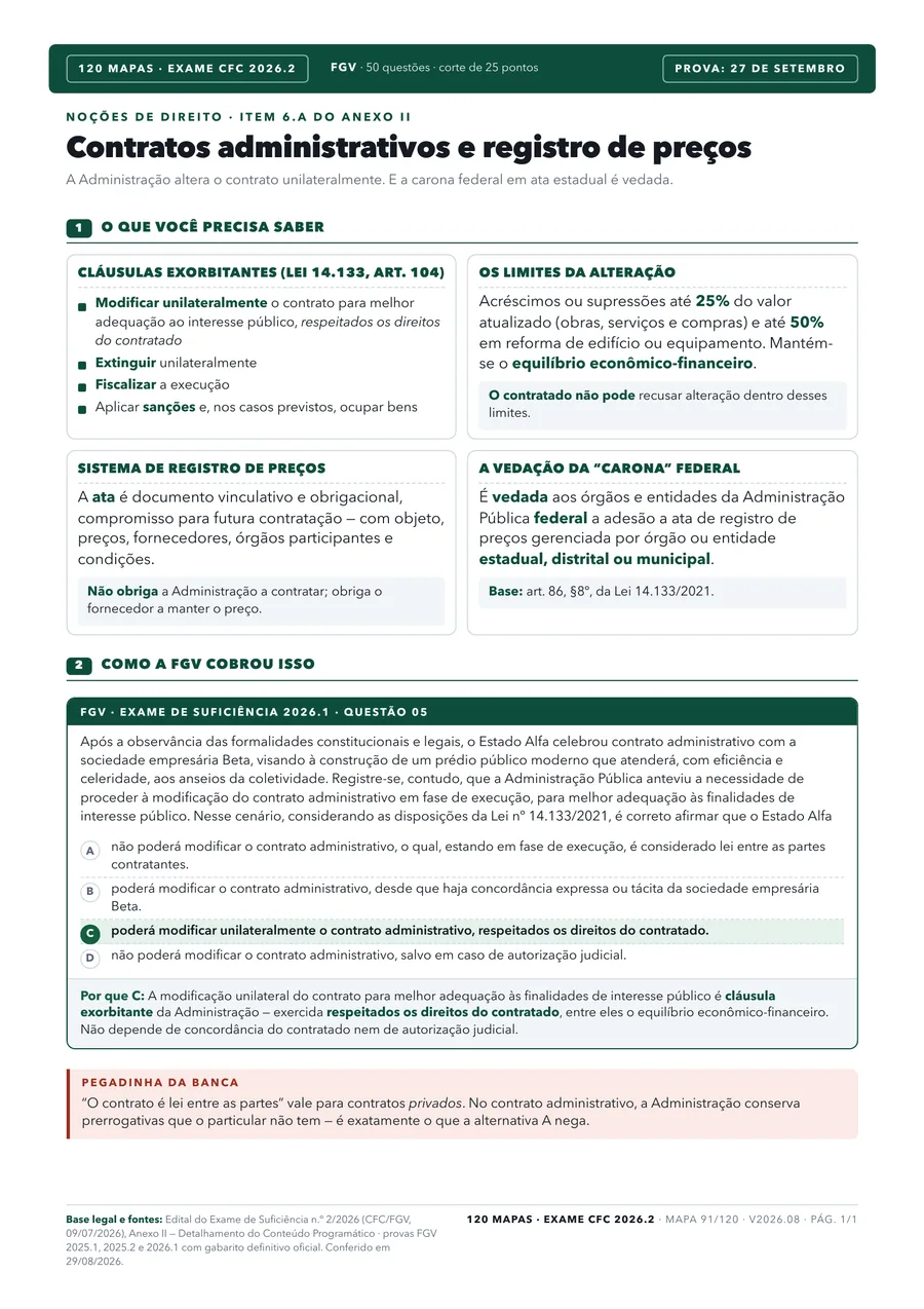 Mapa de Contratos Administrativos e Registro de Preços, mostrando a estrutura de uma página do acervo